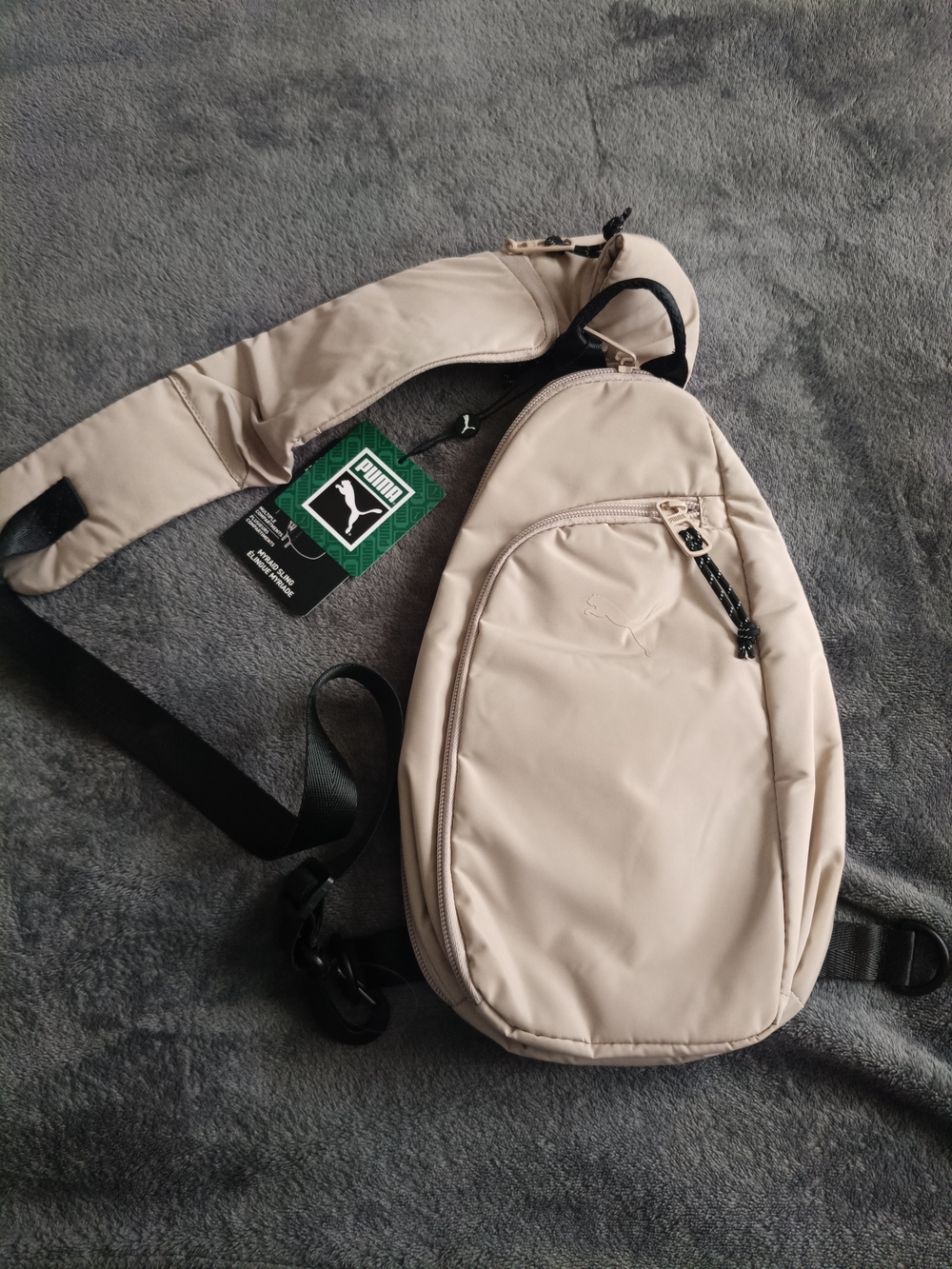 Puma Beige Sling Bag with Black Strap